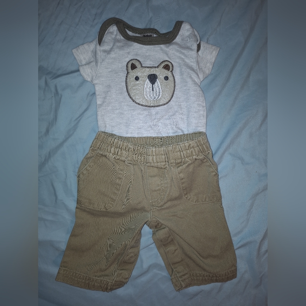 Old Navy Kids Bear Tee and Tan Shorts Set